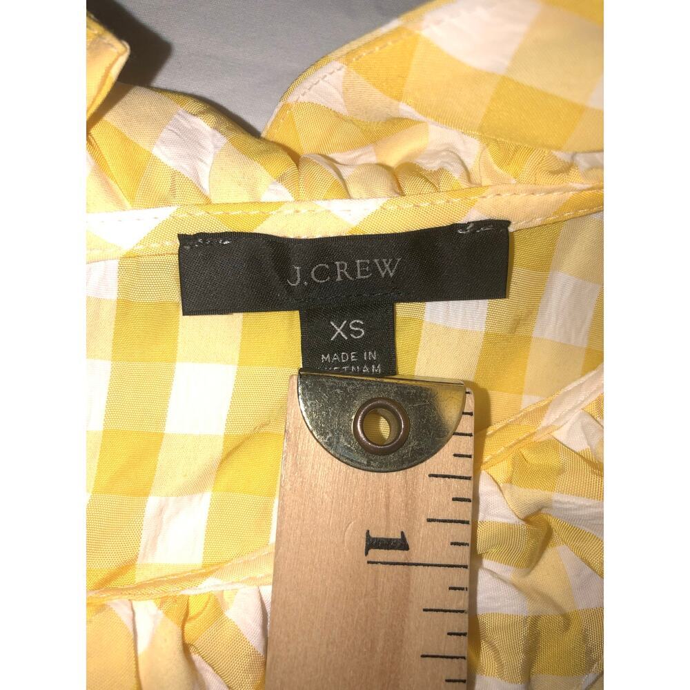 Jcrew Top Yellow Size XS Sleeveless High Neck Gingham Checkered Puckered Summer - Picture 2 of 7